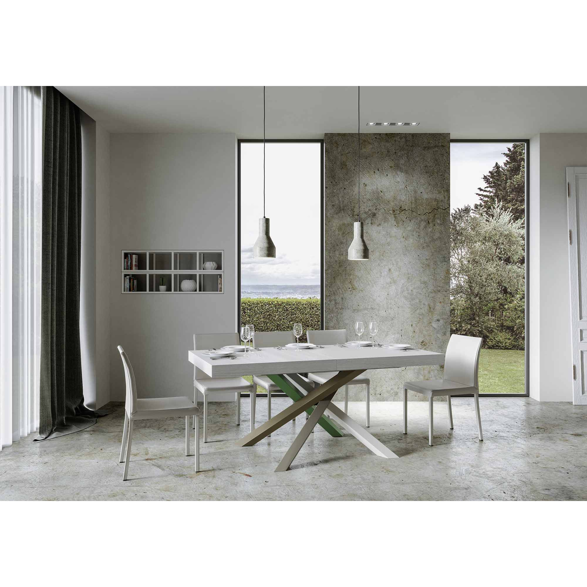 Table extensible 90x160/264 cm Volantis Frêne Blanc cadre 4/A