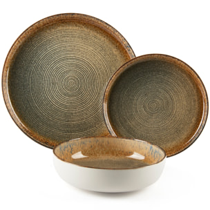 Servizio piatti 12 pezzi Excelsa Demetra, ceramica, effetto reattivo, multicolore