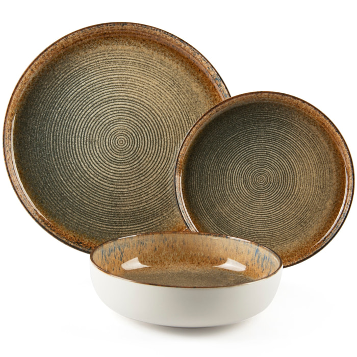 Servizio piatti 12 pezzi Excelsa Demetra, ceramica, effetto reattivo, multicolore