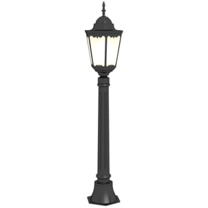 Luminaire extérieur - lampadaire de jardin - culot E27 - Ø 23 x 114H cm - verre alu noir