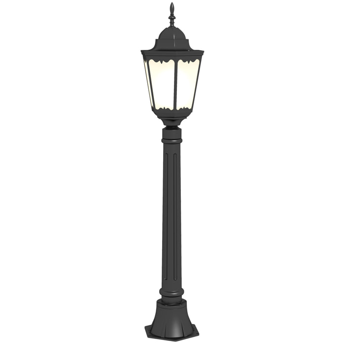 Luminaire extérieur - lampadaire de jardin - culot E27 - Ø 23 x 114H cm - verre alu noir