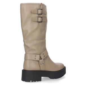 Bota Motera con Tacón Bajo y Plataforma