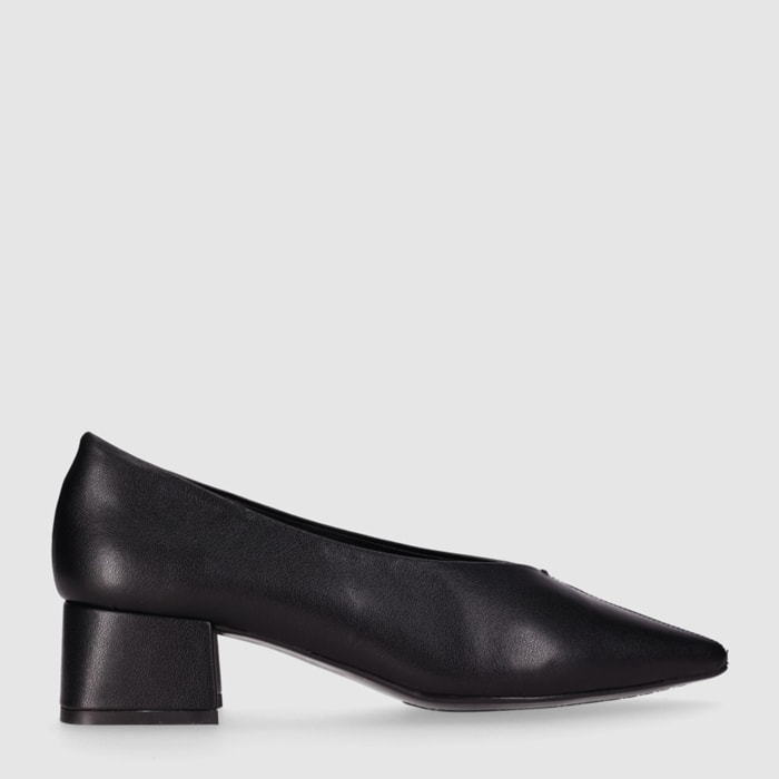 Zapatos de Piel - Negro - Tacón: 5 cm