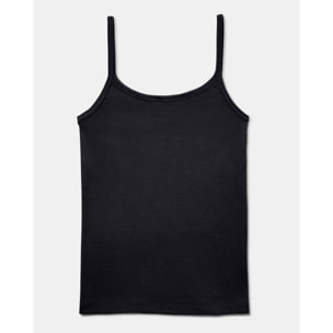 Camiseta de tirantes finos de patrón básico con escote redondo ligeramente escotado