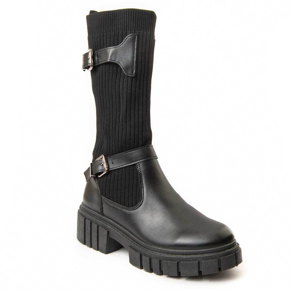 Bota De Plataforma - Negro - Altura: 5 Cm