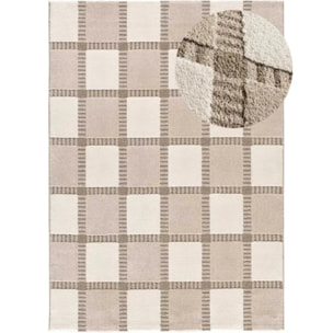 CANDELA Alfombra geométrica con relieve beige y blanco, varias medidas disponibles.