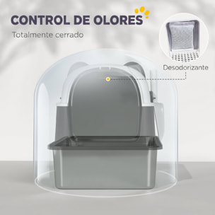 Arenero para Gatos Cubierto XL de Acero Inoxidable, Caja de Arena para Gatos Grandes con Tapa Abatible, Pala, Bolsa Desodorante, Diseño de Panda, Fácil de Limpiar, Antifugas, Sin Olor, Negro