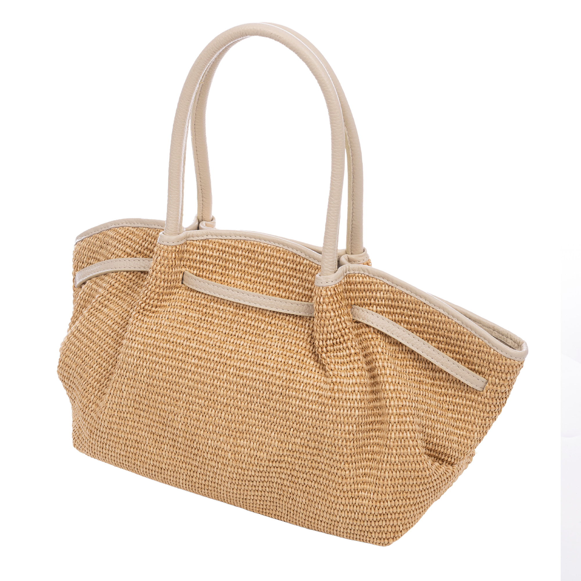 Bema Bolso Tote mujer. Diseñado en paja con detalles y asas de piel auténtica Dollaro.