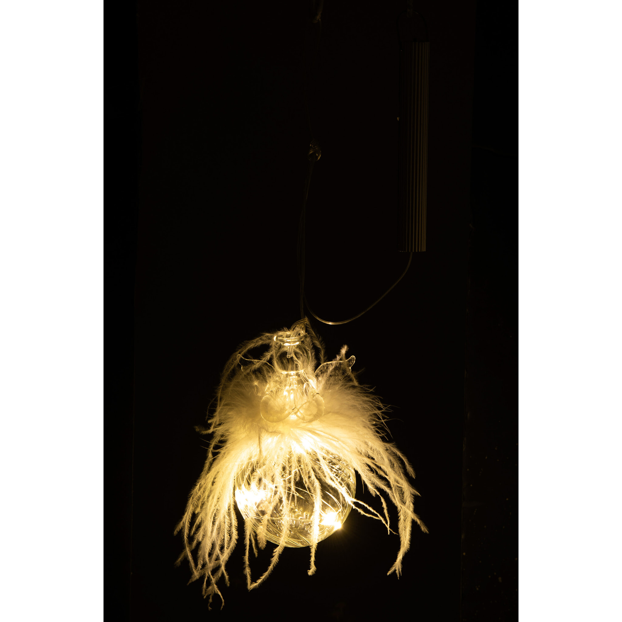 J-Line boule de Noël Ange - plume/verre - transparent - large - LED