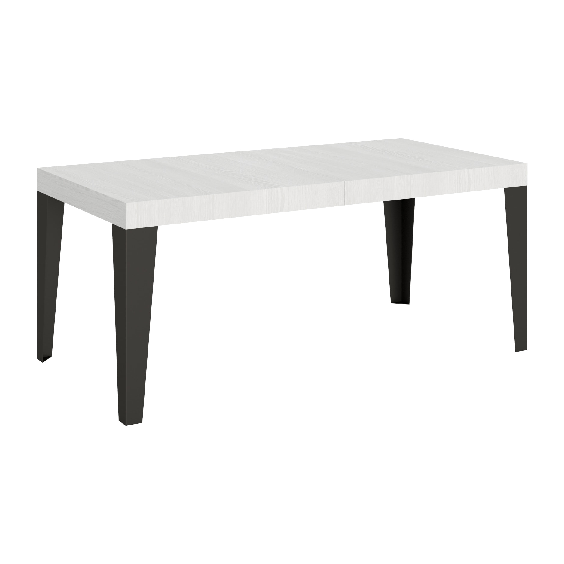 Table extensible 90x200/304 cm Flame Frêne Blanc cadre Anthracite