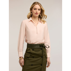 Motivi - Blusa con colletto in raso - Rosa