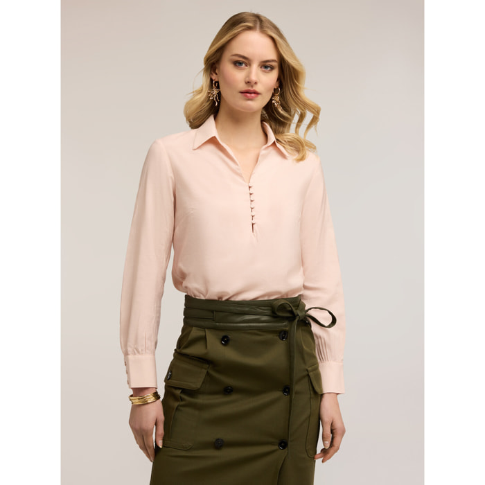 Motivi - Blusa con colletto in raso - Rosa