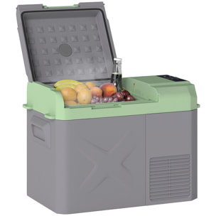 Nevera Portátil Eléctrica 24,2L Refrigerador de Coche 12/24/220V con Compresor Luz LED Pantalla Digital Modos ECO y MAX de -20℃ a +20 ℃ Puerto USB para Hogar Camping Viajes Automóvil
