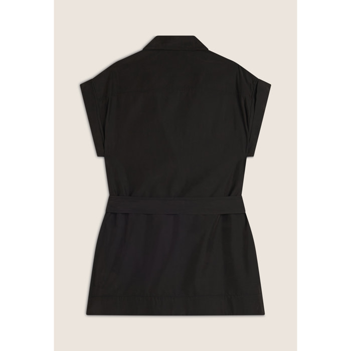 Trench donna senza maniche con cintura in vita