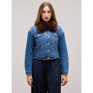 Oltre - Denim jacket with quilted interior - Azul