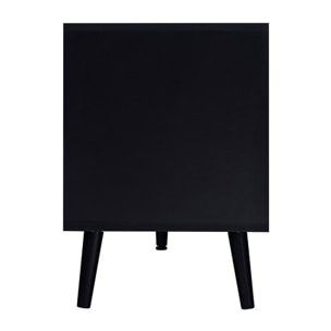 Goto - meuble tv - noir et cannage - 2 portes et 2 niches - 140 cm - Noir