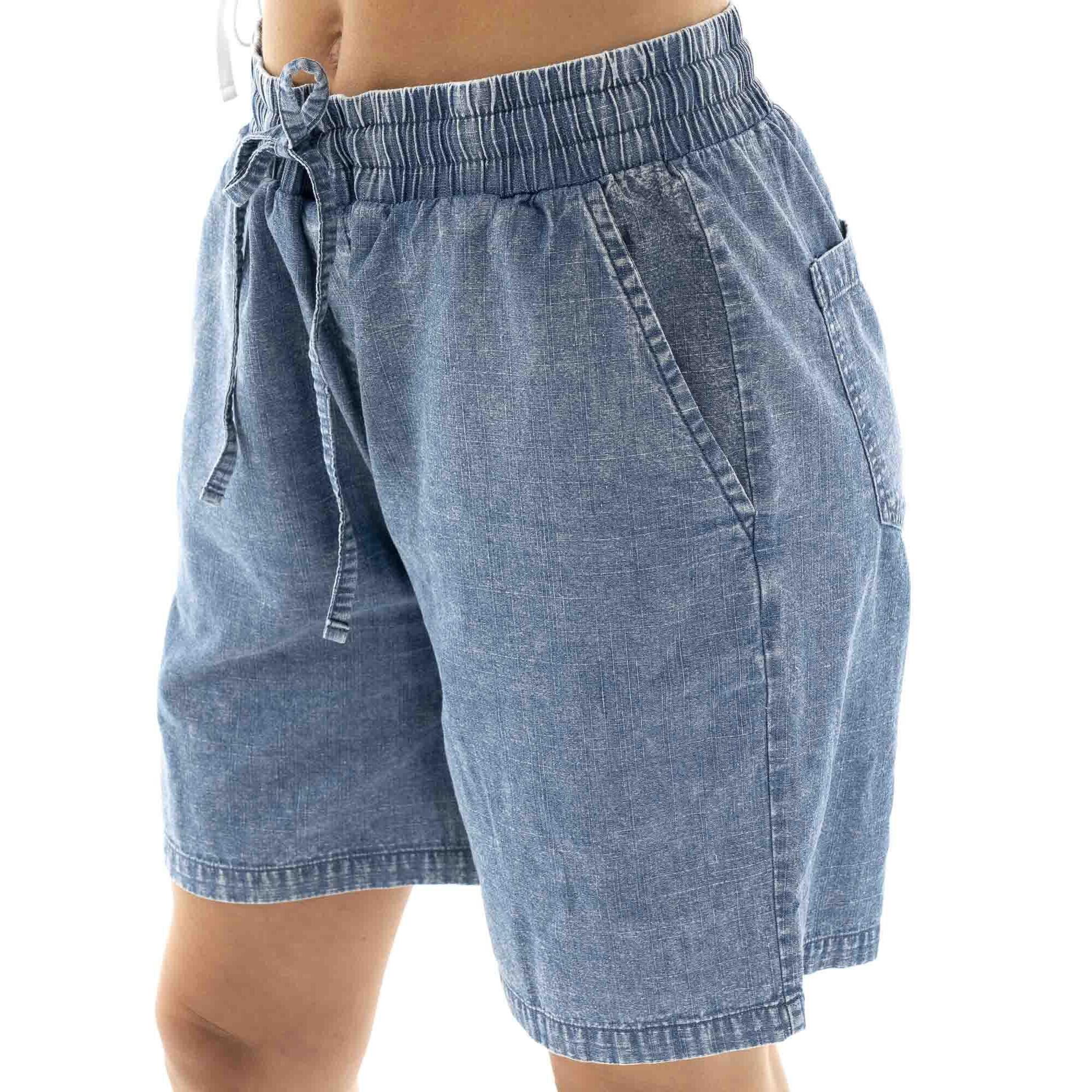 Shorts vaqueros de cambray Leone Fancy Stripes para mujer