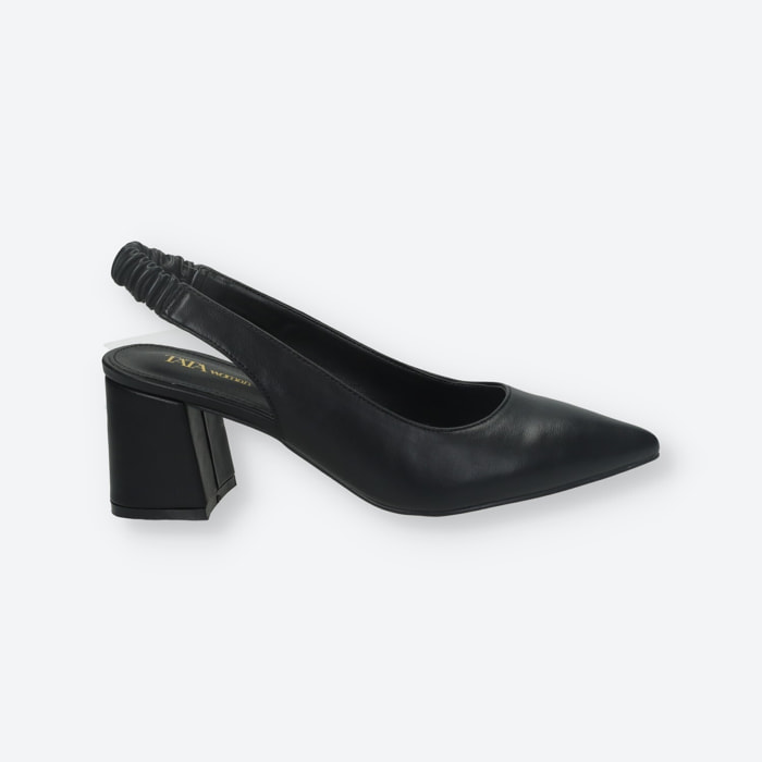 Décolleté sling back Donna Tata Italia Nero