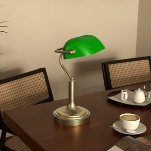 Lámpara de Mesa Vintage Banquero Lámpara de Escritorio Banker E27 con Pantalla Orientable a 45° Interruptor Basculante para Hogar Oficina Biblioteca Verde