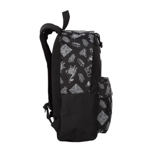 DAM Fortnite Dark Black mochila primaria doble compartimento + carro con protección lateral y stoper frontal, 4 ruedas multidireccionales. 31x18x42 Cm. Color: Negro