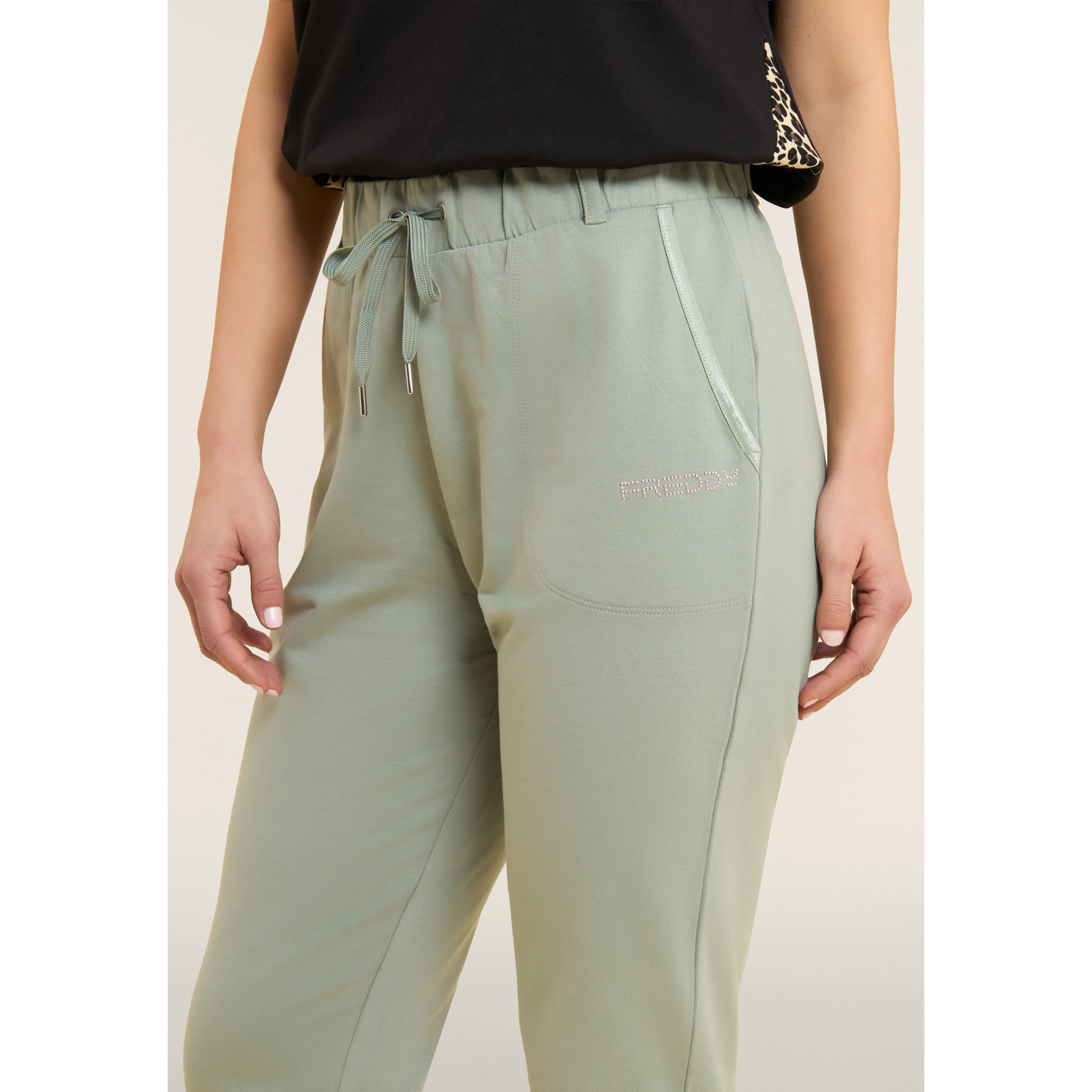 Pantaloni Sportivi in Jersey Pesante con Coulisse e Polsini