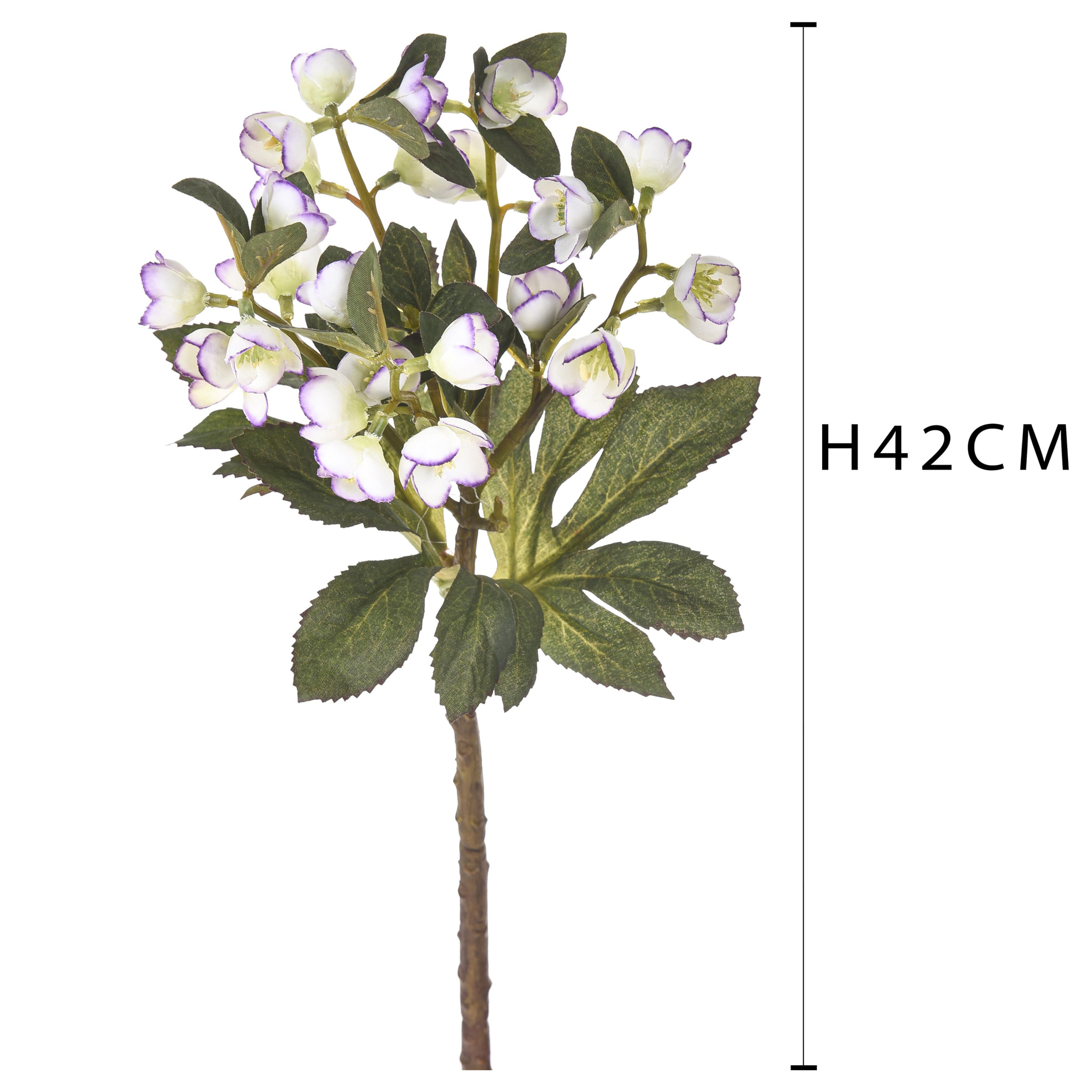 Ramo Di Helleborus. Altezza 42 Cm - Pezzi 6 - 8X42X7cm - Colore: Bianco - Bianchi Dino - Fiori Artificiali