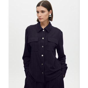 Camicia a Righe Lamé con Tasche