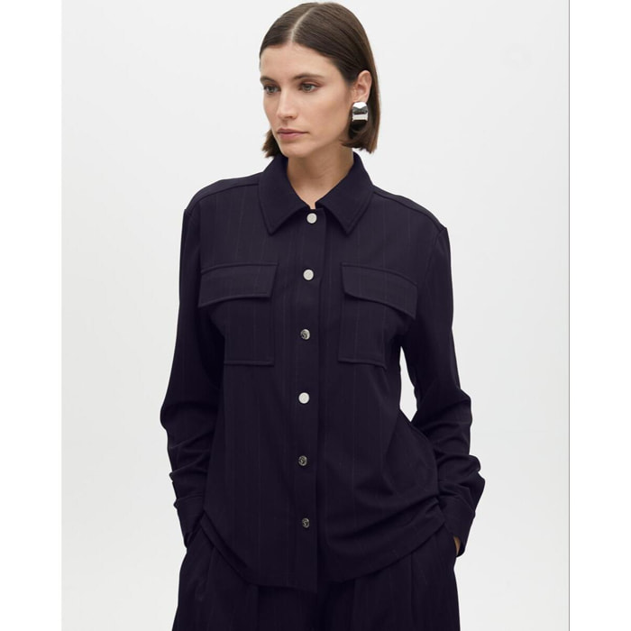 Camicia a Righe Lamé con Tasche