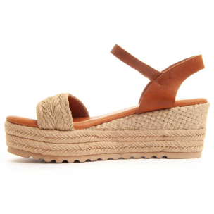 Sandalias de Cuña - Beige - Altura: 6 cm