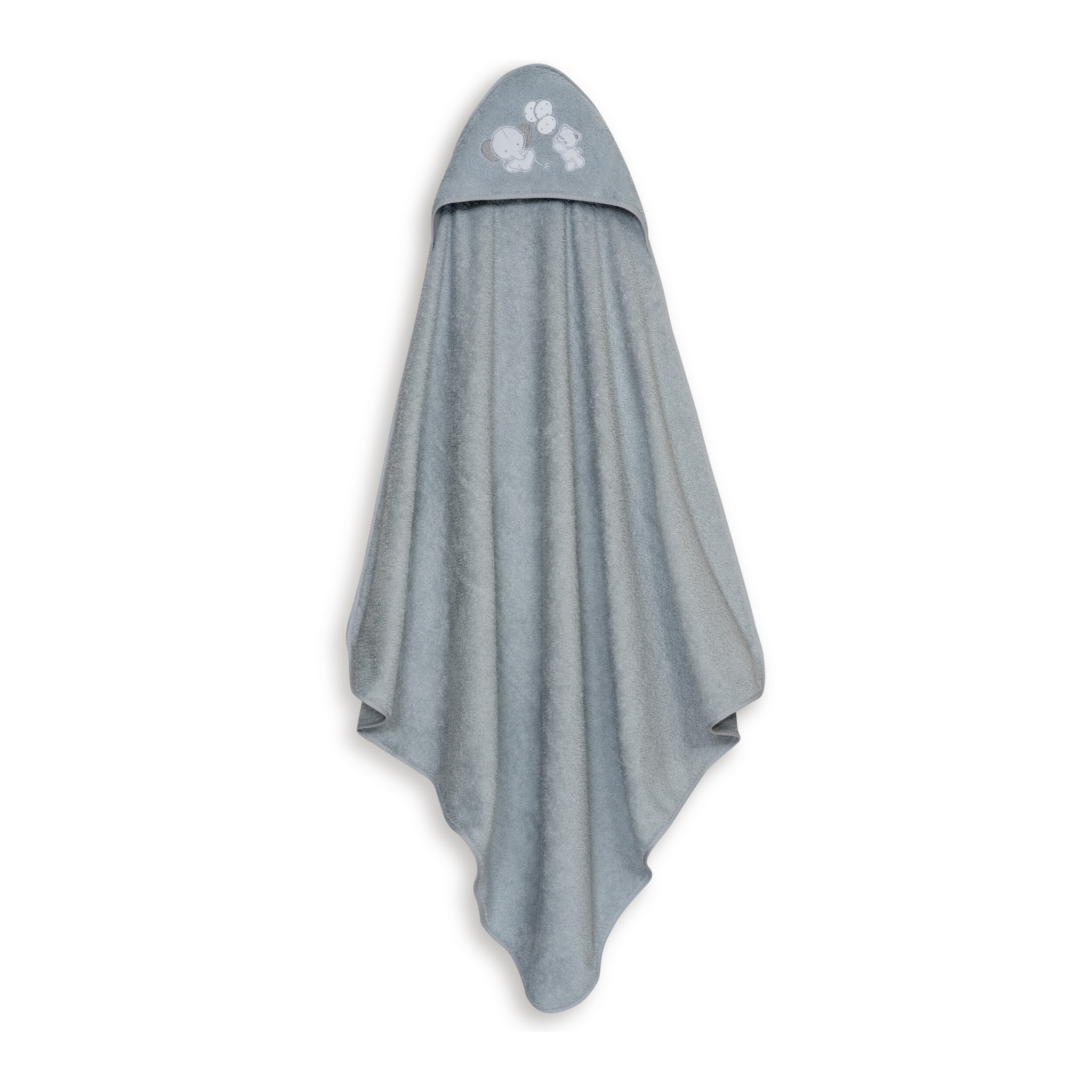 Capa Baño 1X1 Mod Oso Elefante Globos+Gorro Gris