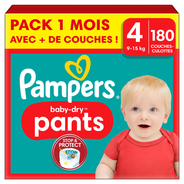 180 Couches-Culottes Baby-Dry, Taille 4, 9-15 kg