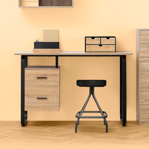 Bureau avec caisson - Effet bois noir Bava