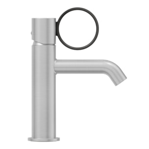 Mitigeur lavabo bas Vivienne chromé brossé avec bague noire mate