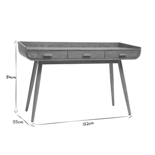Bureau avec rangements 3 tiroirs scandinave bois clair L132 cm HALLEN