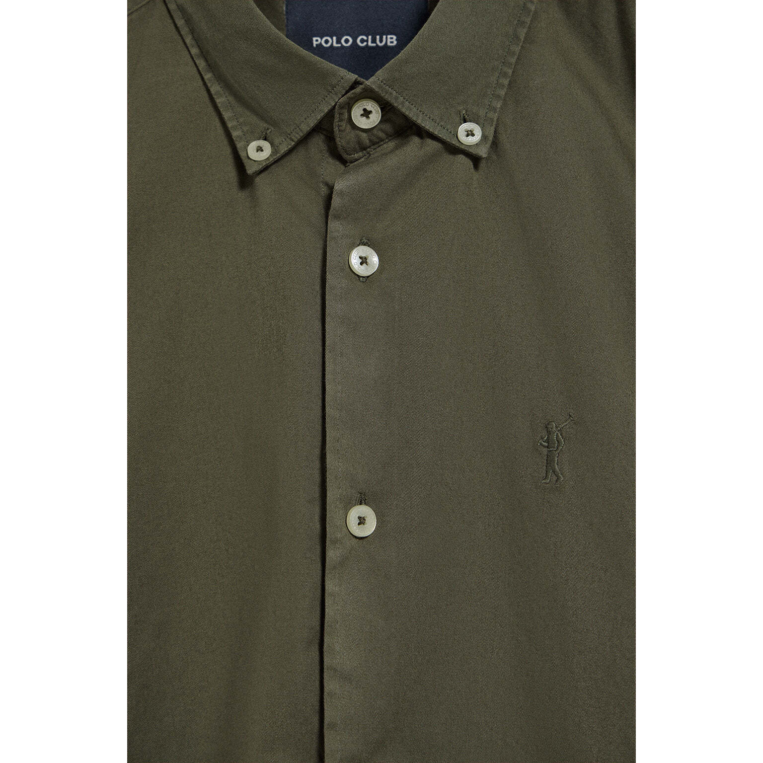 Camicia Princeton in twill verde kaki con logo Rigby Go