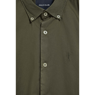 Camicia Princeton in twill verde kaki con logo Rigby Go