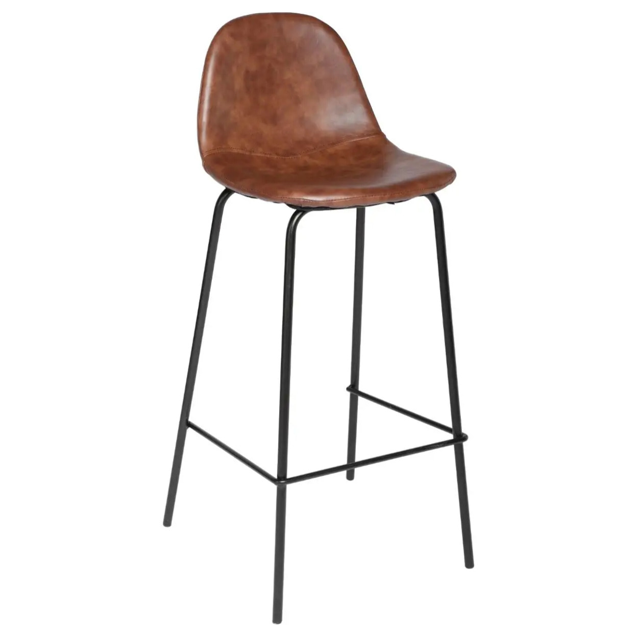 Lot de 2 chaises de bar "Vladi" effet cuir marron
