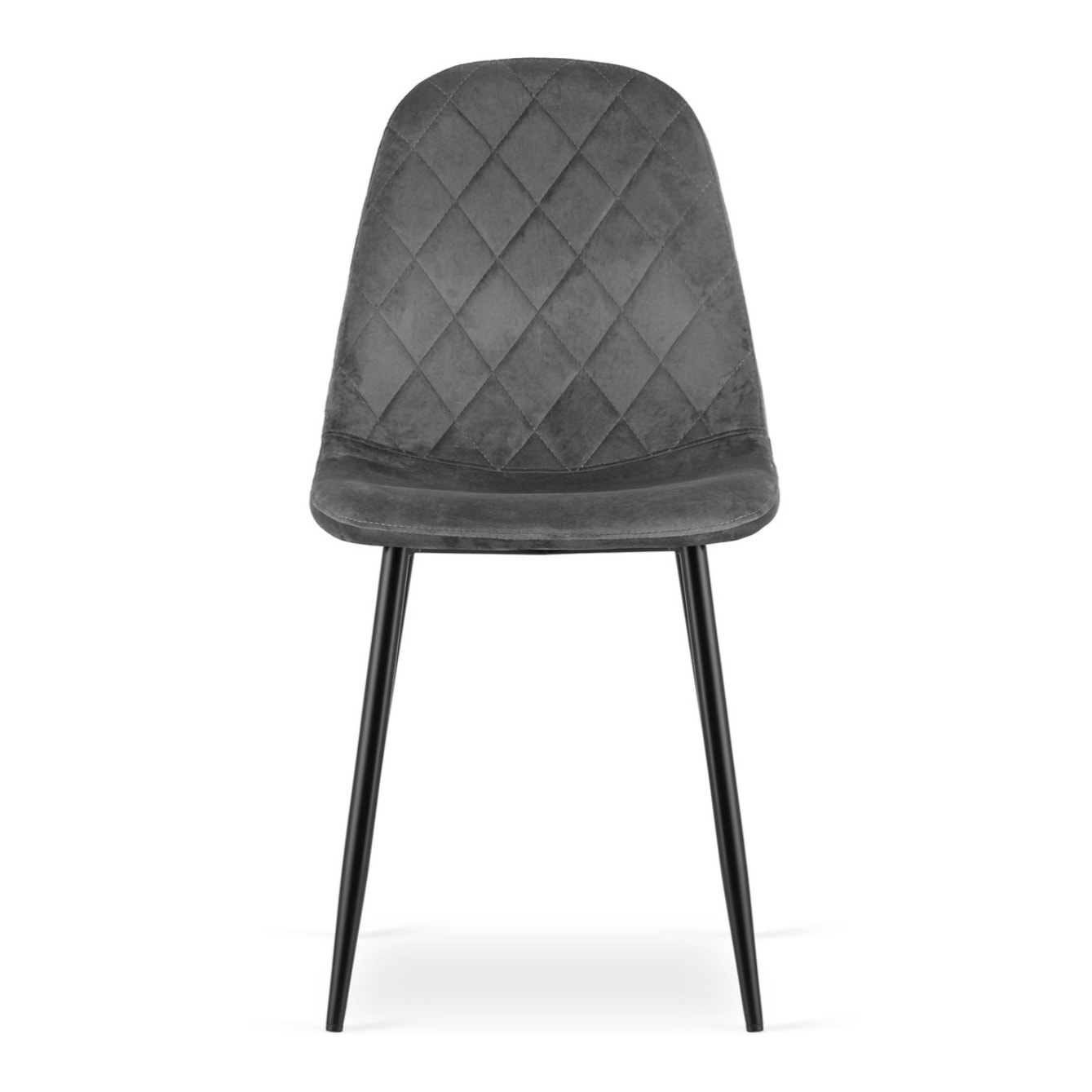 Sedia Asti in velluto grigio scuro con gambe in metallo