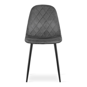 Sedia Asti in velluto grigio scuro con gambe in metallo