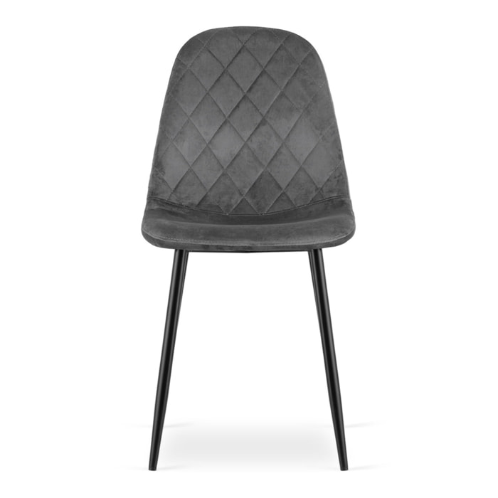 Sedia Asti in velluto grigio scuro con gambe in metallo
