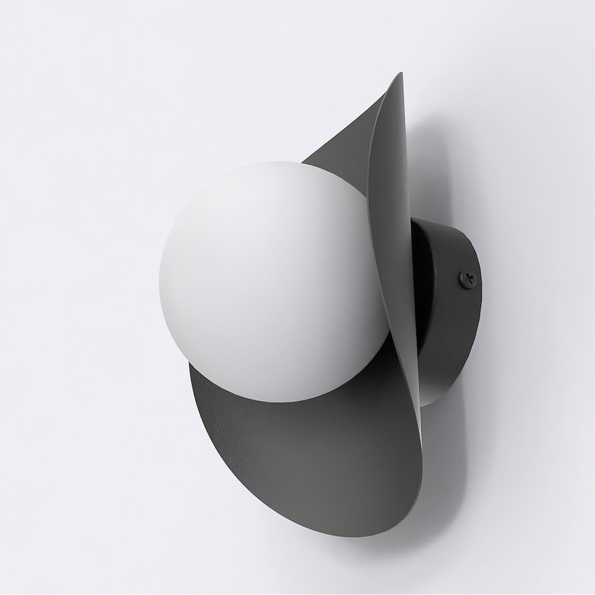 Lampada a parete Fiero in acciaio nero con diffusore in vetro