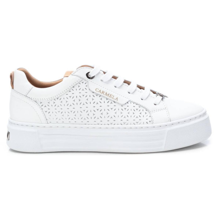 Zapatillas mujer sneakers carmela en piel nude , calzado piel