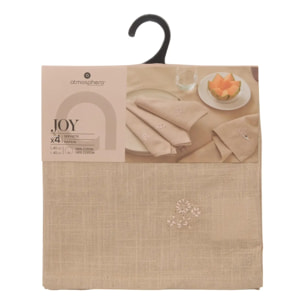 4 serviettes de table Joy 40x40cm beige lin