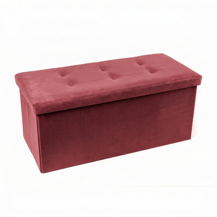 Pouf contenitore in velluto 76x34x34 cm, panca pieghevole con vano capiente, seduta imbottita trapuntata resistente fino a 150 kg, design elegante Double Velvet, salvaspazio ideale per camera soggiorno ingresso e fondo lett