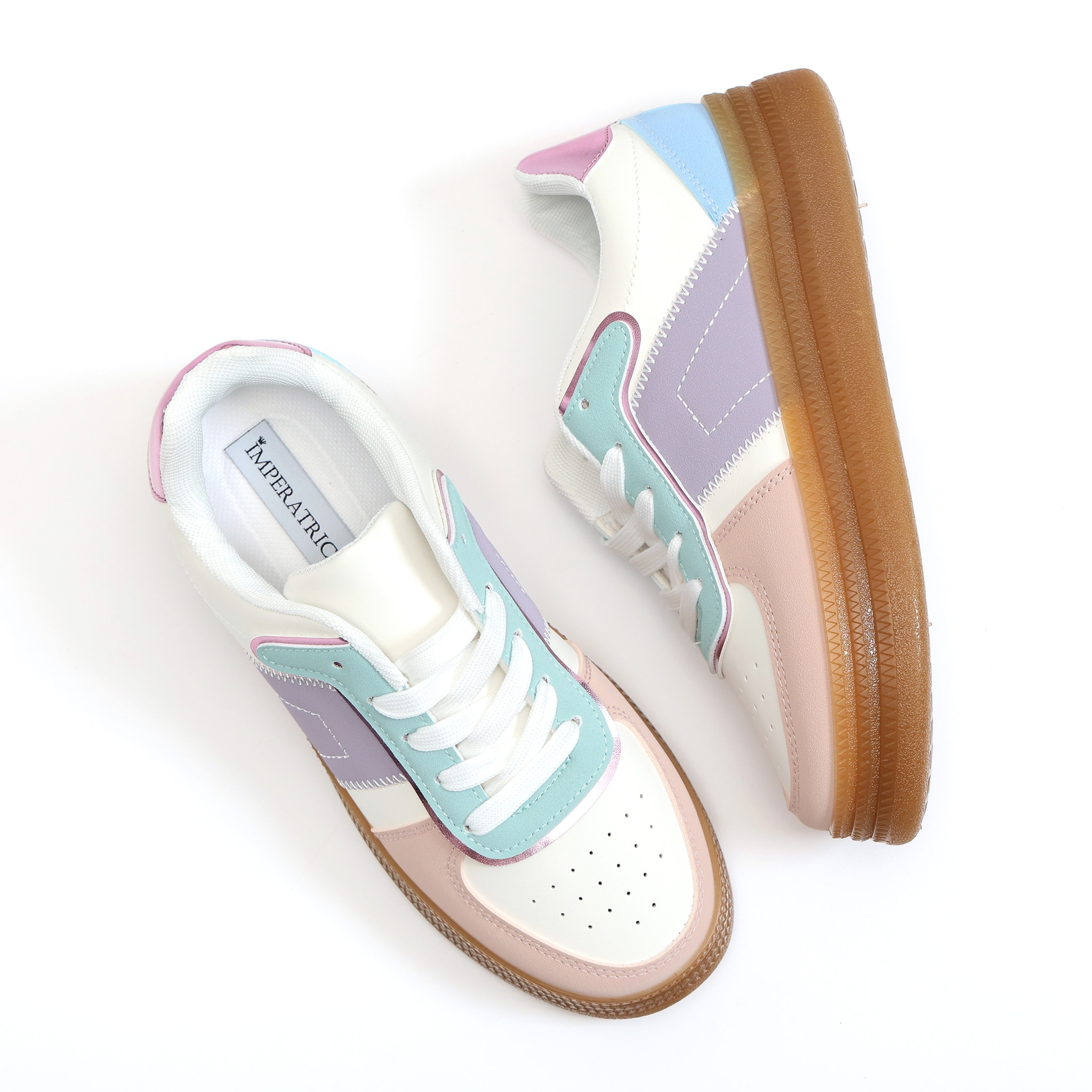 Sneakers in simil pelle multicolore