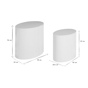 Tables basses gigognes ovales design finition blanc laqué brillant (lot de 2) FAMOSA