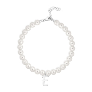 Bracciale Fujiko con Pendente Lettera E Perle Argento