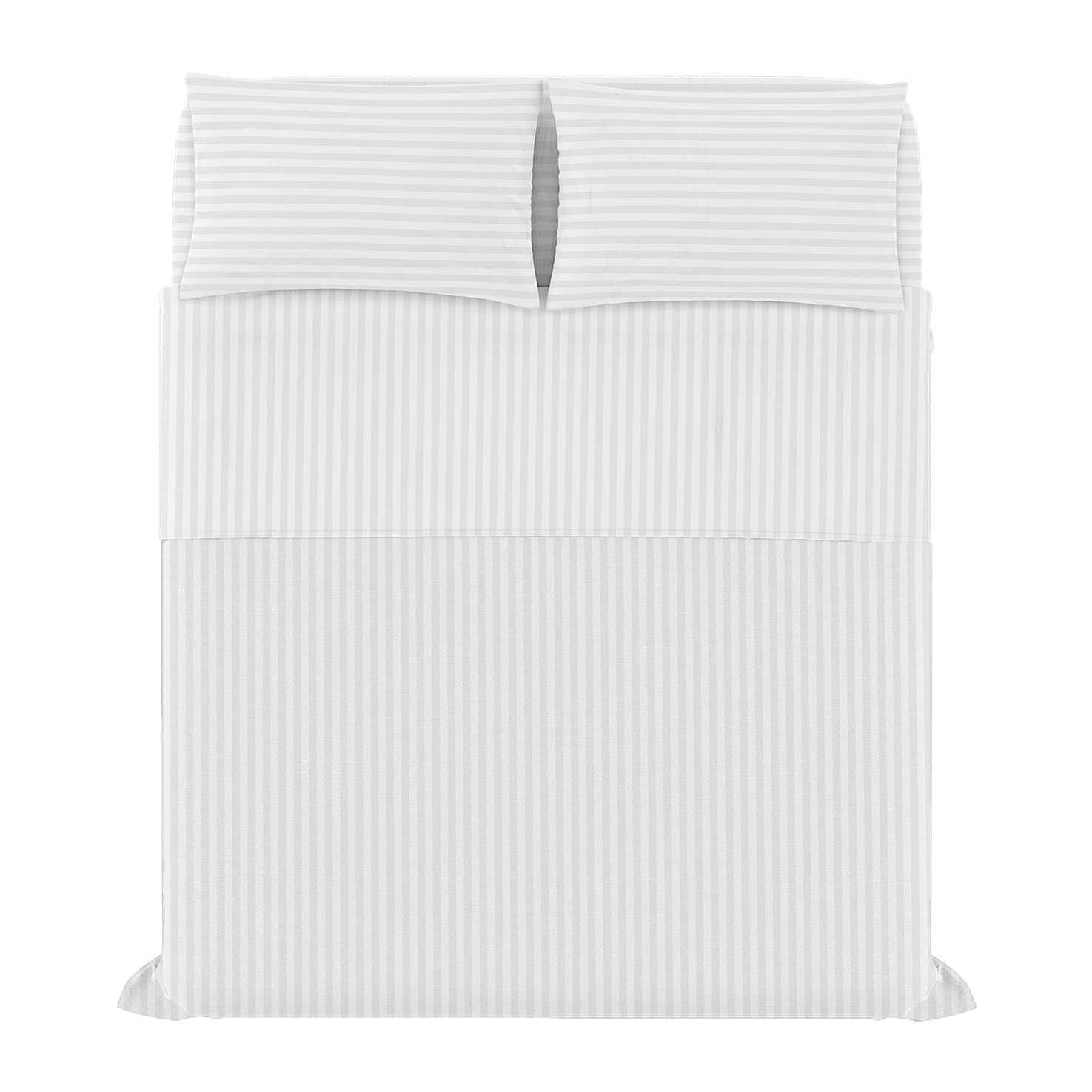 COMPLETO LETTO SATIN STRIPES, 100% Raso di Poliestere, Tinta Unita, Made in Italy - BIANCO