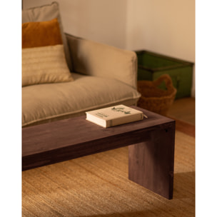 Mesa de centro de madera maciza en tono nogal de 110x45x35cm Alto: 45 Largo: 110 Ancho: 35