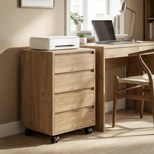 Cajonera de Oficina con 4 Cajones Cajonera de Escritorio con Ruedas Archivador Móvil para Estudio 46x40x65 cm Marrón